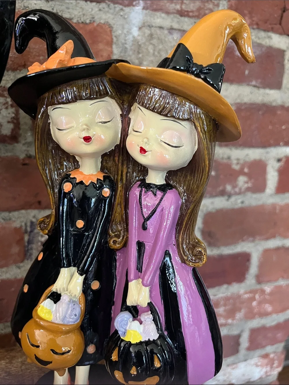 Bella Luxx Black & Purple Witch Pair with Orange Hats